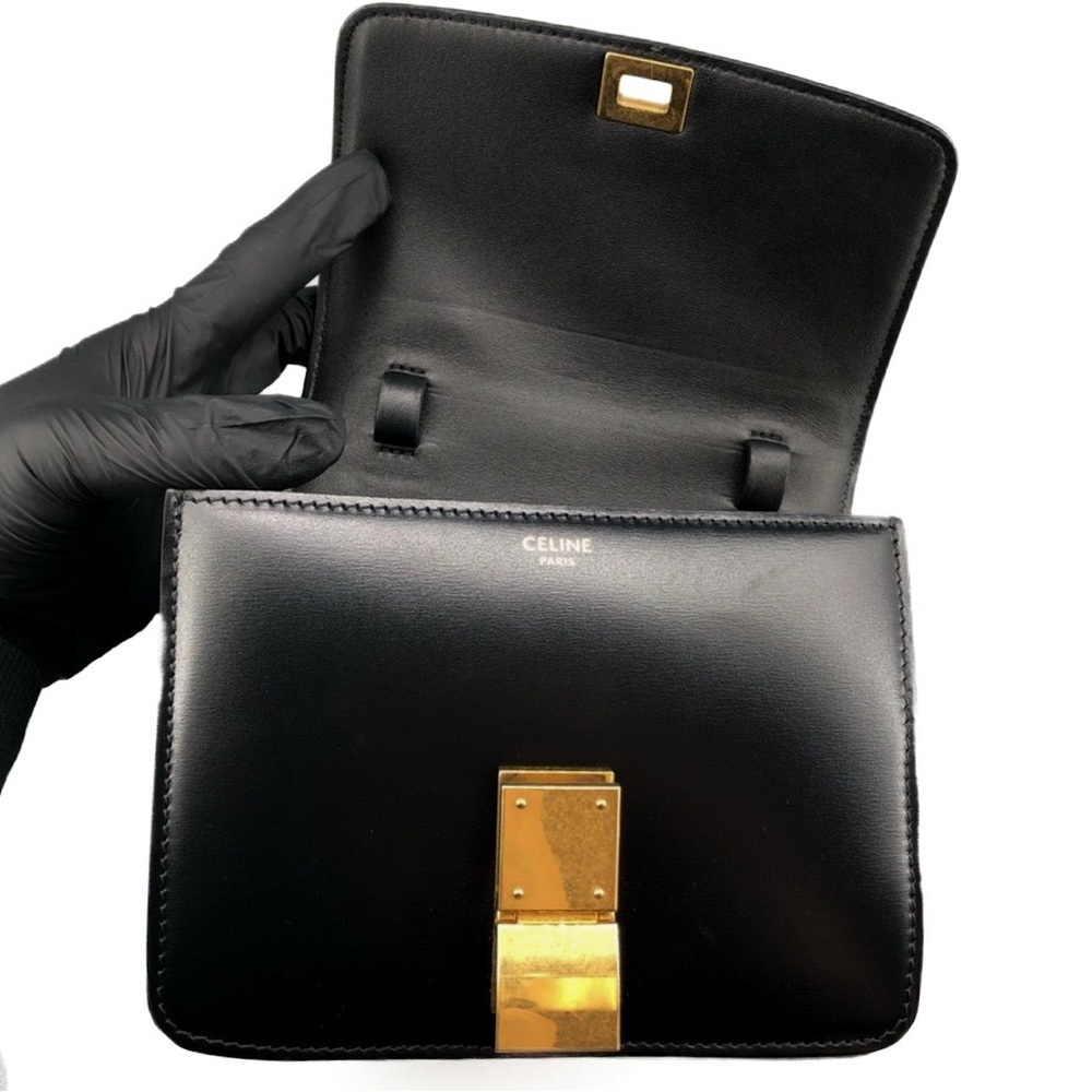 Celine Small Classic Box Bag Black Calfskin Gold Hardware Crossbody - Picture 11 of 15